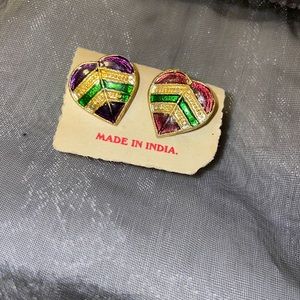 Multicolor heart shaped earrings new without tags